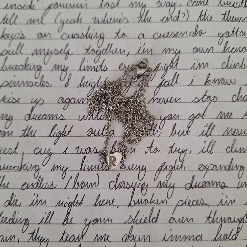 Silver heart "R" necklace ₊˚⊹౨ৎ ₊˚⊹